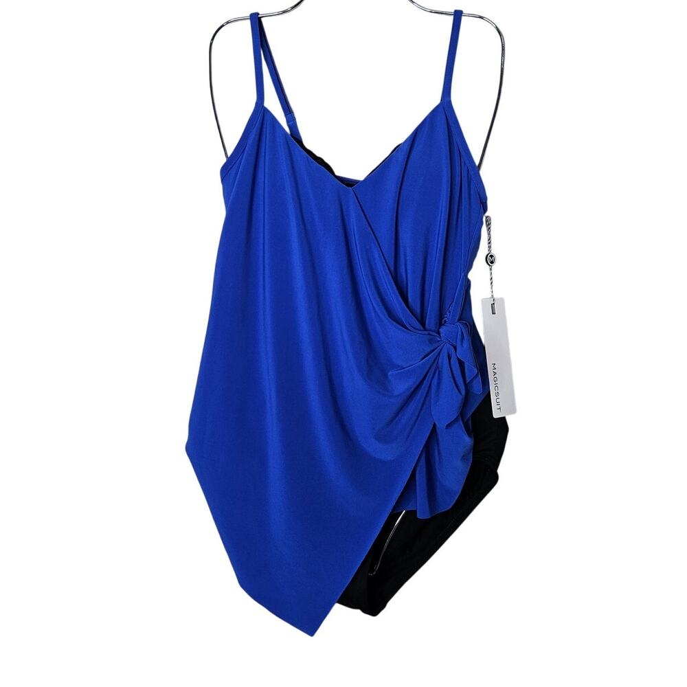 NEW Magicsuit 8 Blue Black Tankini Swimsuit Draped Bikini Pool Beach Resort